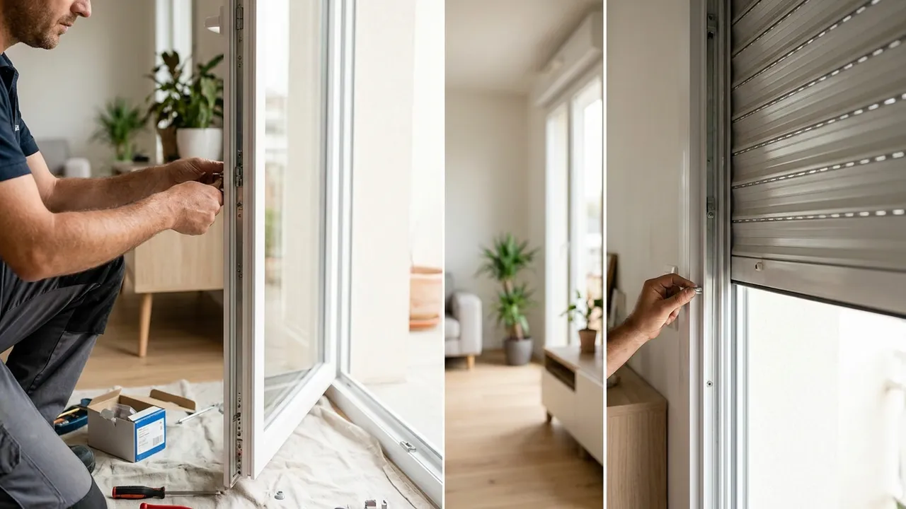 Fenêtre à volets intérieurs sécurisée par un verrou dans un appartement ancien de Paris 3, le Marais